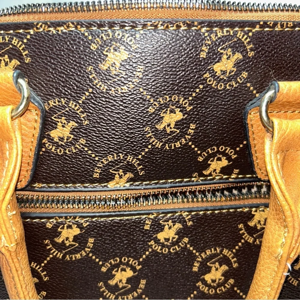 Beverly Hills polo club Purse Elegant Brown and Tan Handbag Mini Bag Handheld